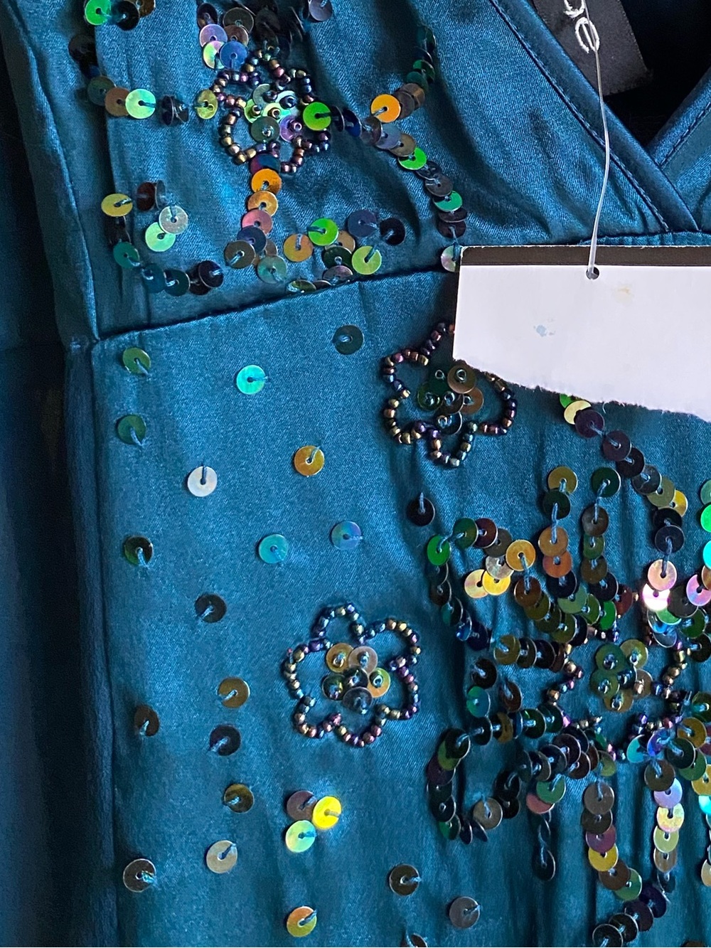 NWT Vintage Y2K Bebe Silk Camisole Embellished with Floral Beads and Sequins L - Picture 13 of 13